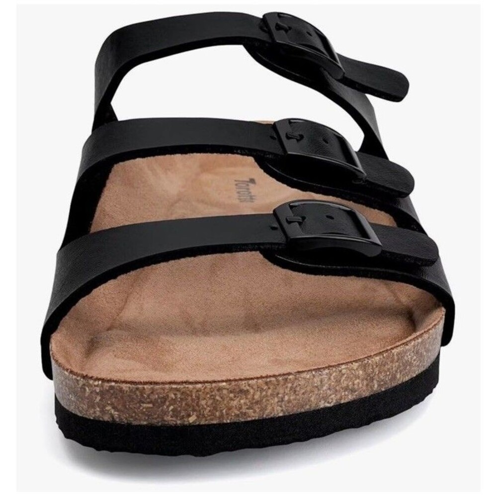 NWT Torotto Mens Slides with Cork Footbed Open Toe Flat Sandals,Black, Size 44 - Picture 6 of 16